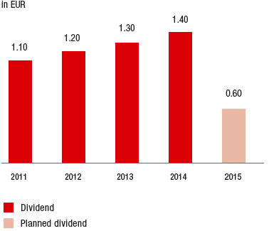 Dividend per share (bar chart)